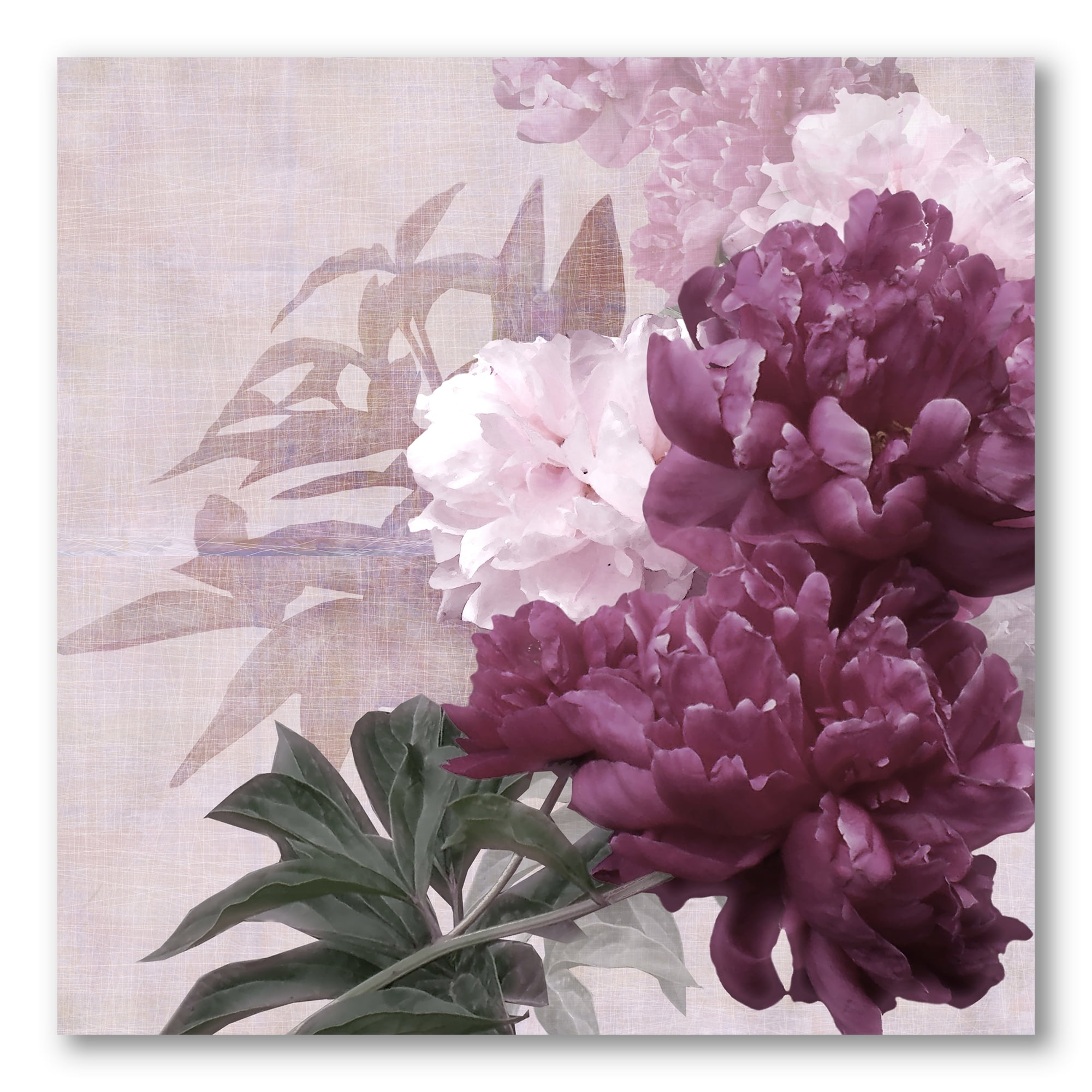 Ancient Pink and Purple Flowers I 30 in x 30 in Painting Canvas Art Print, by Designart