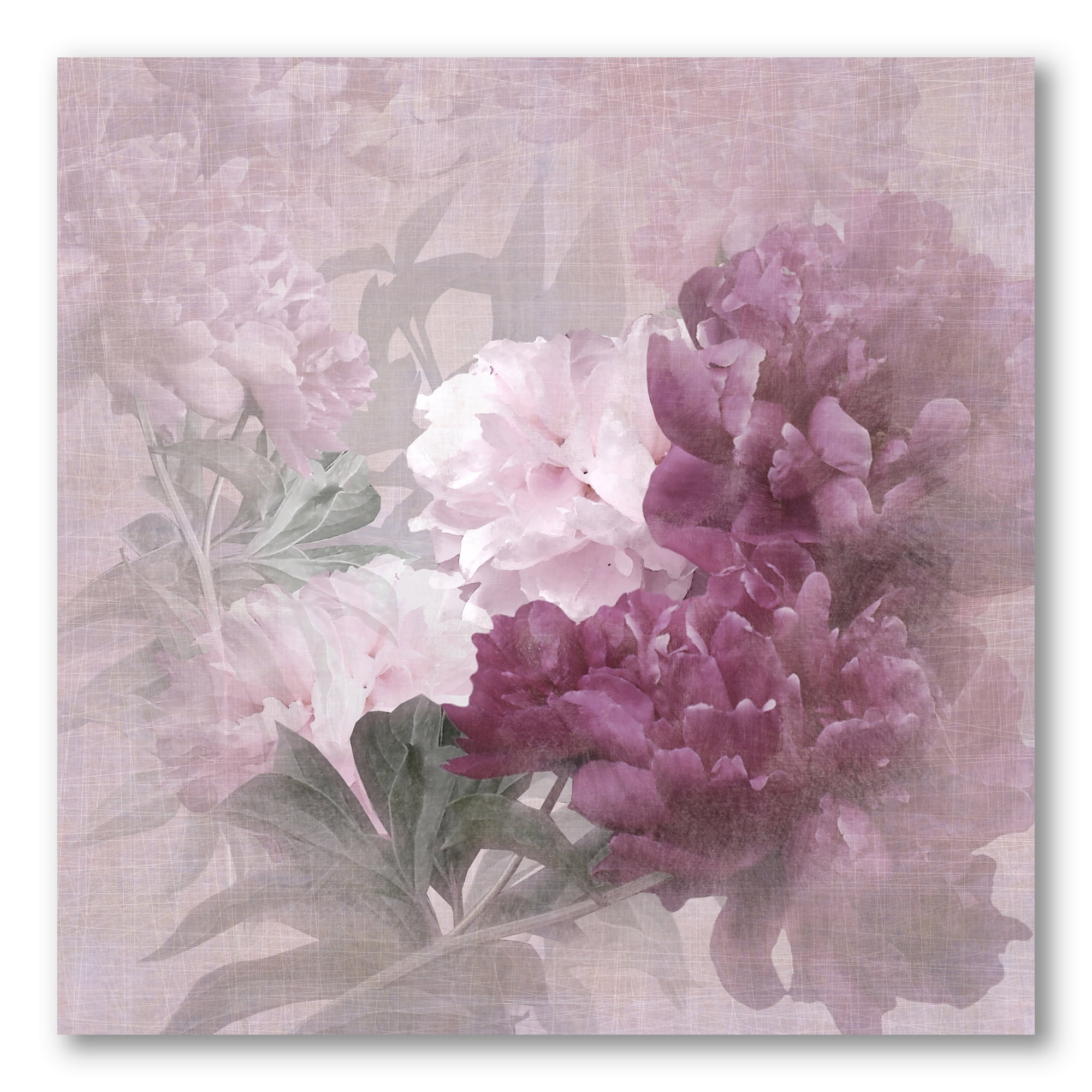 Ancient Pink and Purple Flowers II 30 in x 30 in Painting Canvas Art Print, by Designart