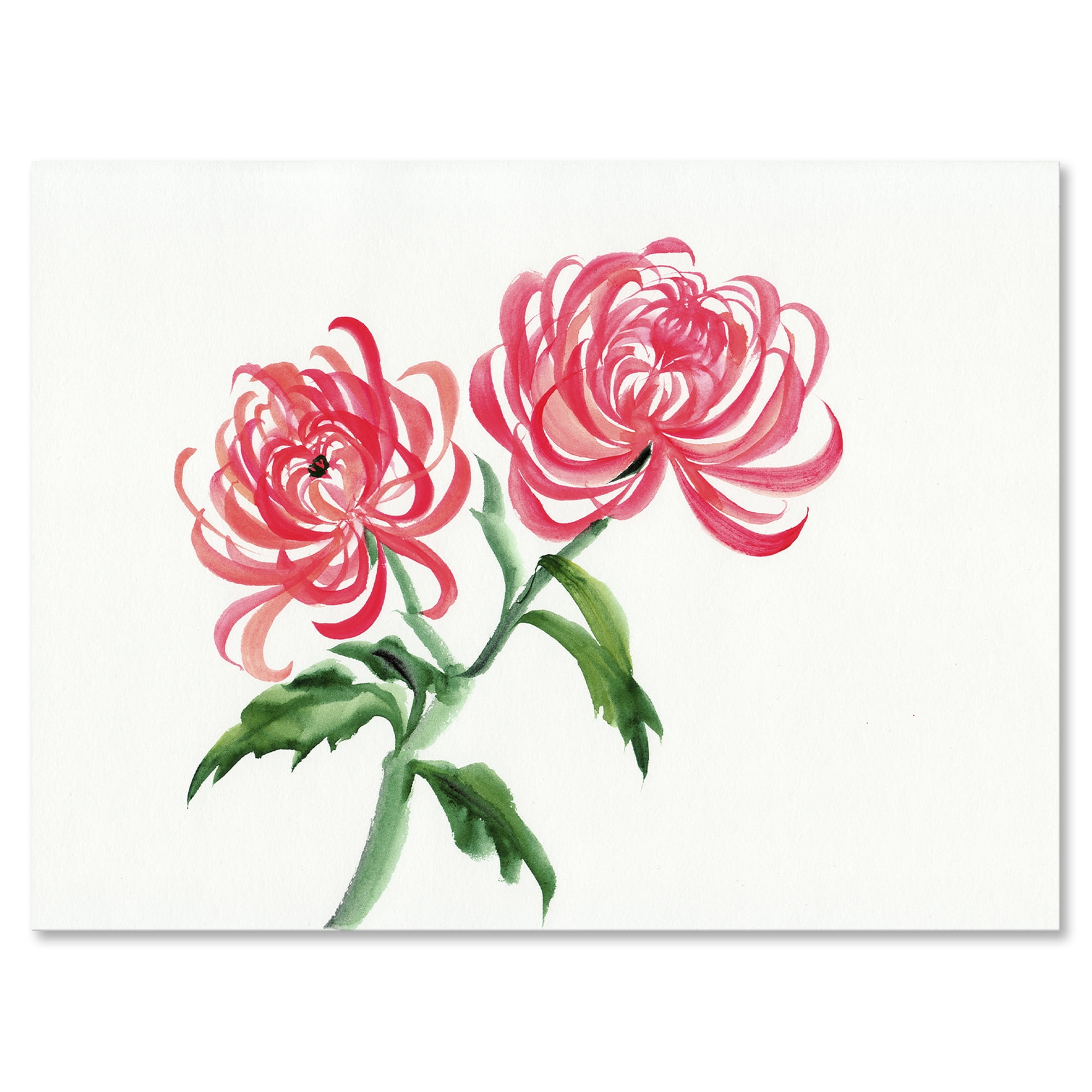 Ancient Purple Chrysanthemum Flower 32 in x 24 in Painting Canvas Art Print, by Designart