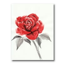 Ancient Red Rose Flower I 12 in x 8 in Painting Canvas Art Print, by Designart