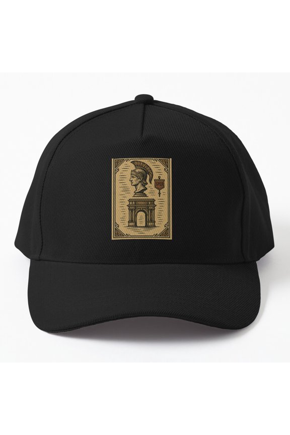 Ancient Roman Caesar Baseball Cap, Tribal Art Head and Laurel Wreath Graphic Design Hat