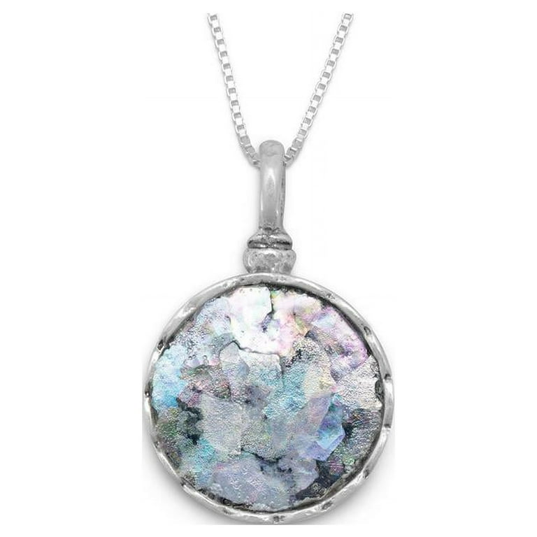Ancient Roman Glass Heart Necklace Sterling Silver Ancient Roman Glass Heart Necklace Sterling Silver
