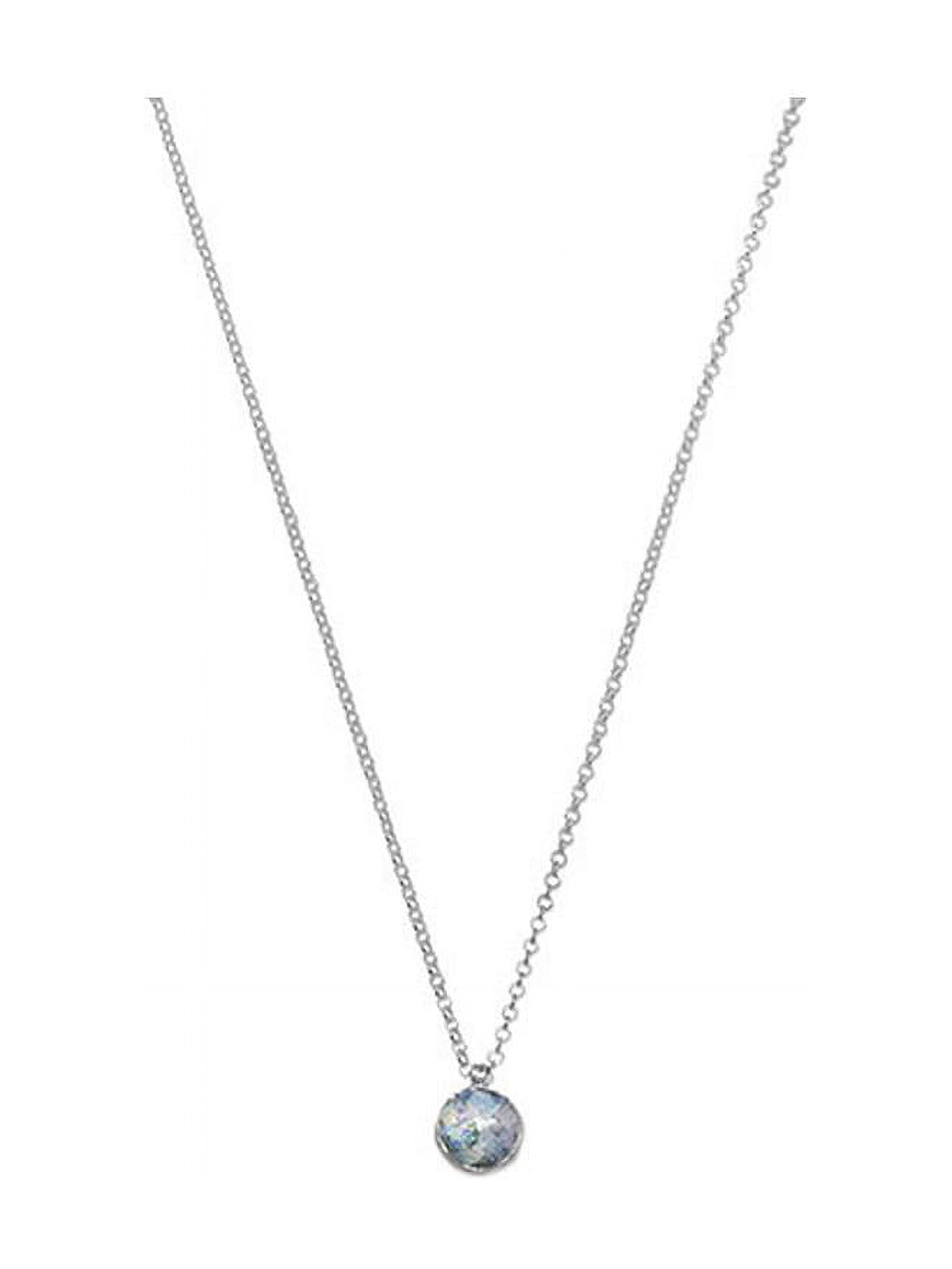 Ancient Roman Glass Necklace Sterling Silver Reversible with Rose Design Ancient Roman Glass Necklace Sterling Silver Reversible with Rose Design