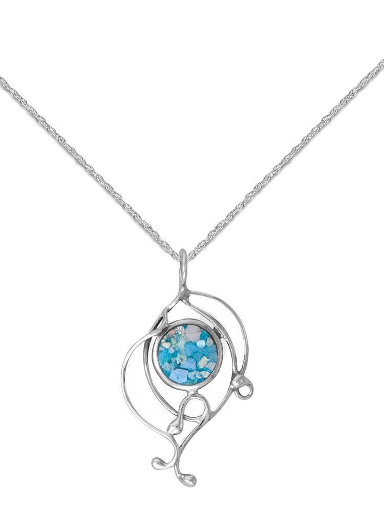 Ancient Roman Glass Necklace with 18-inch Rope Chain Ancient Roman Glass Necklace with 18-inch Rope Chain