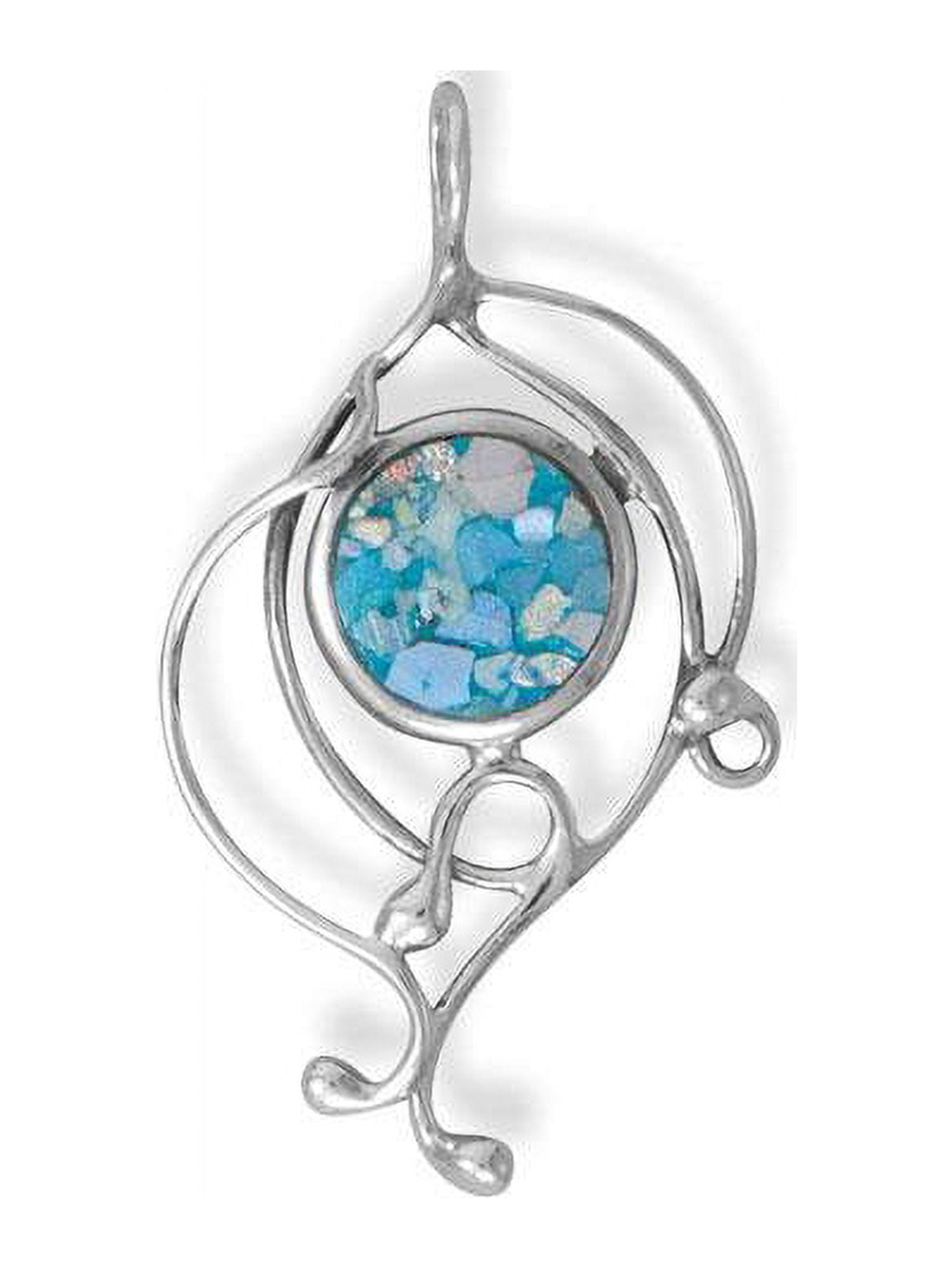 Ancient Roman Glass Slide Pendant Handmade Wire Design Ancient Roman Glass Slide Pendant Handmade Wire Design