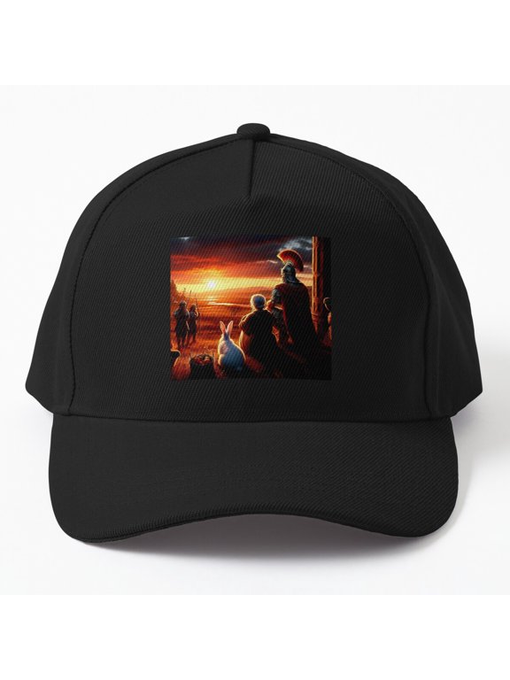 Ancient Roman Soldier Rabbit Baseball Hat, Historic Warrior Animal Character Design Cap