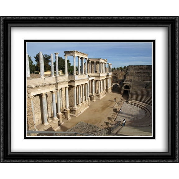 Ancient Roman Theater 2x Matted 34x28 Large Black Ornate Framed Art Print by The Cityscape Art Print Series