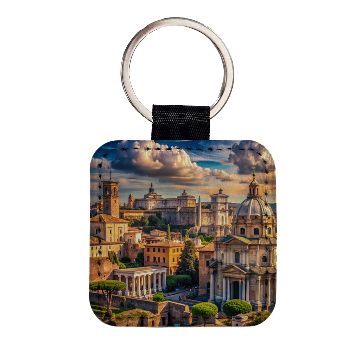 Ancient Rome City Roman Cityscape Faux Leather Square Keychain ...