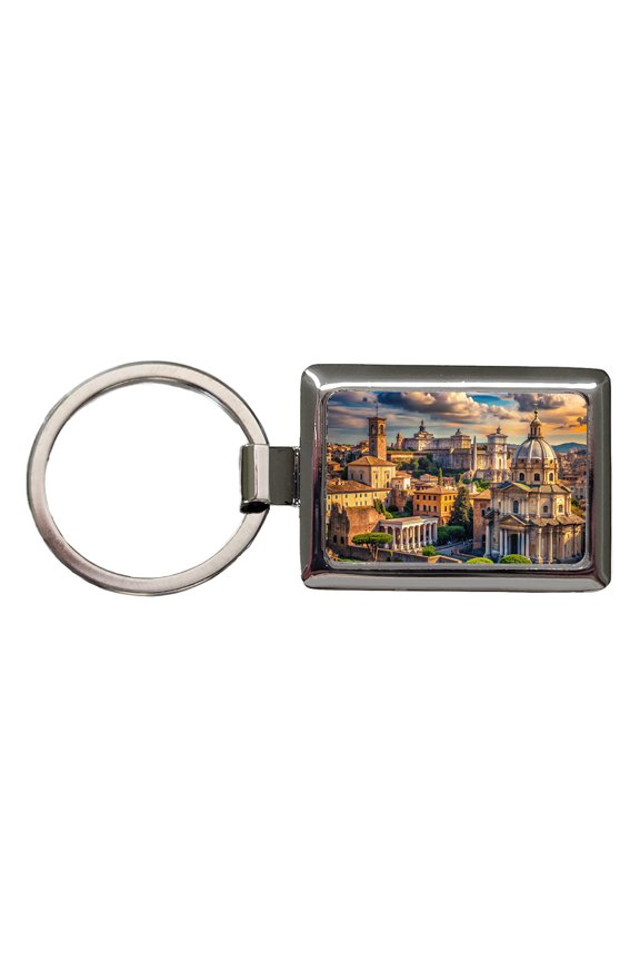 Ancient Rome City Roman Cityscape Metal Rectangle Keychain