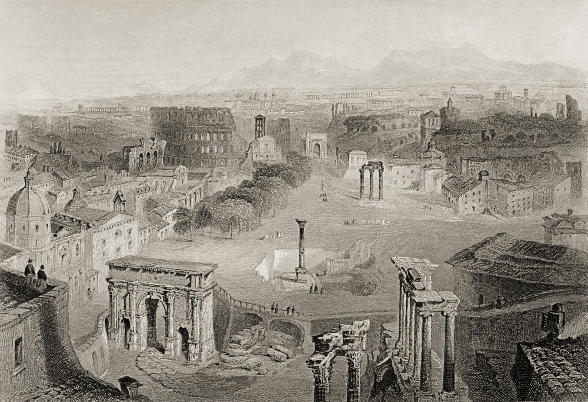 Ancient Rome From The Capitoline Hill Italy Looking Over The Forum Canvas Art - Ken Welsh Design Pics (17 x 12)