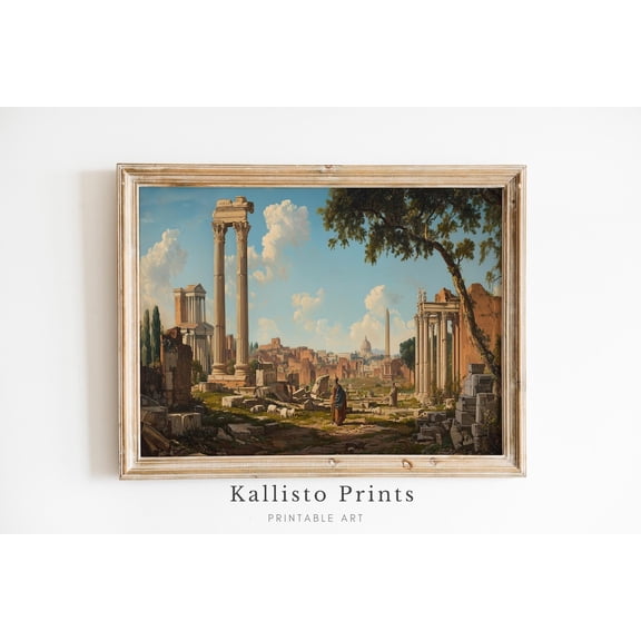Ancient Rome Ruins Art Print Poster Classical Architecture Landscape, Roman Forum , Vintage Historic Wall Decor, Size 8x12 UNFFRAMED F03.1.6l2730