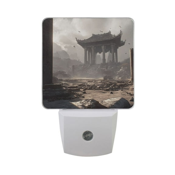 Ancient Ruins Night Light 2 Pack LED Nightlight Plug into Wall Dusk to Dawn Sensor Soft White