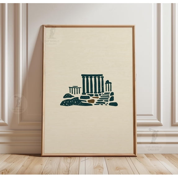 Ancient Ruins Poster, Minimal Roman Architecture Wall Art, Classical ...