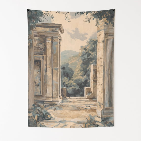 Ancient Ruins Whisper Wall Tapestry for Bedroom by DC | Italian-Inspired Tapestry Wall Hanging & Aesthetic Decor for Dorm, Living Room, Picnic & Home | 30"x40"