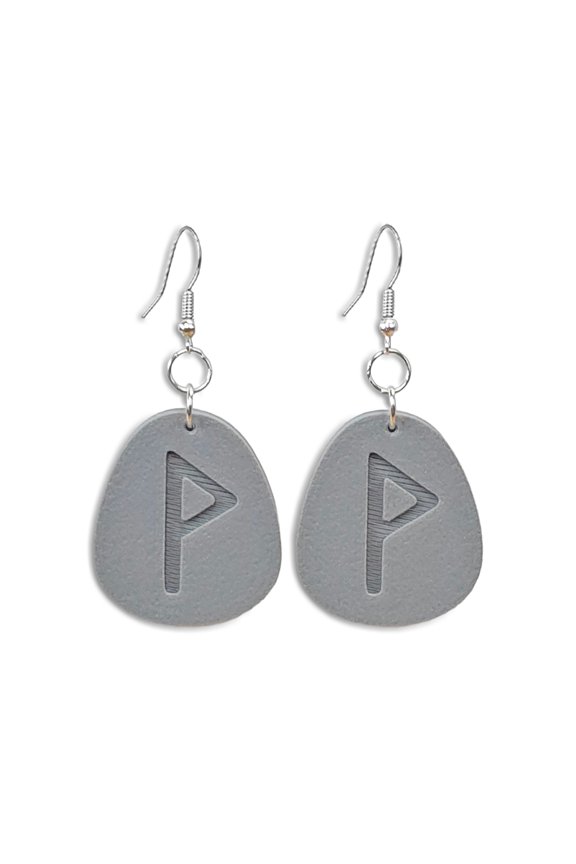 Ancient Rune Earrings Wunjo Symbol Dangle Earrings Minimalist Stone Inspired Lightweight Jewelry Made in USA