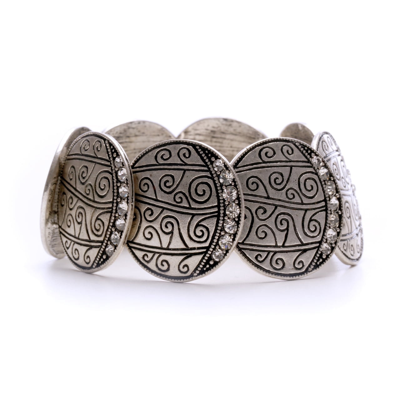 Sorrelli Crystal Line Bracelet - Round Cut Crystals, Antique Silver-Tone Finish, Adjustable One Size