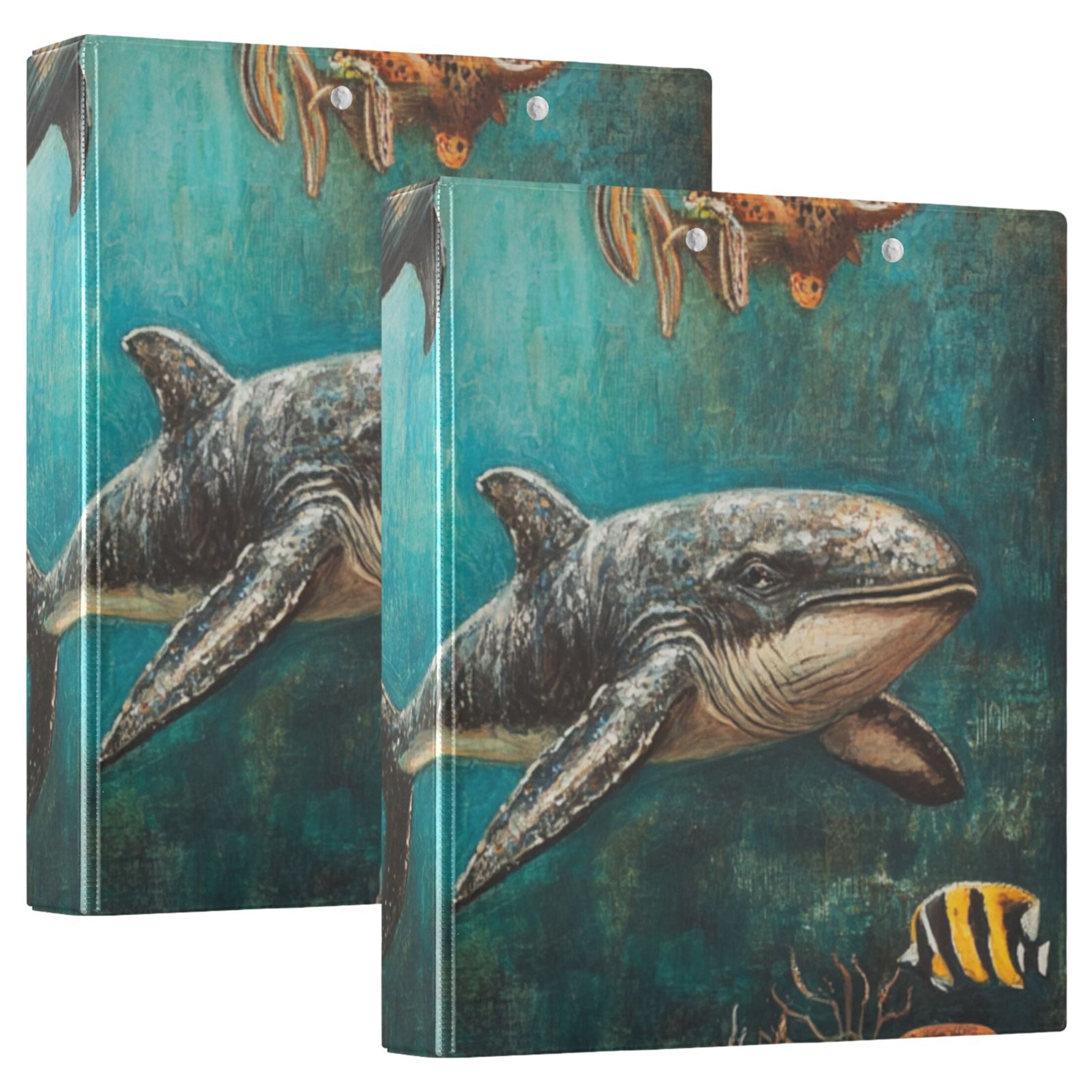 Ancient Sea Animals 3 Ring Binders 1.5 inch Hardcover File Folders with Interior Pockets A4 Size Organizer for School Office Hospital