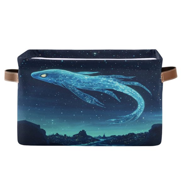 Ancient Sea Creature Foldable Storage Basket,Canvas Fabric Foldable Storage Bins with Handles Open Home Storage Bins Boxes for Toy Book Shelf Closet Baskets
