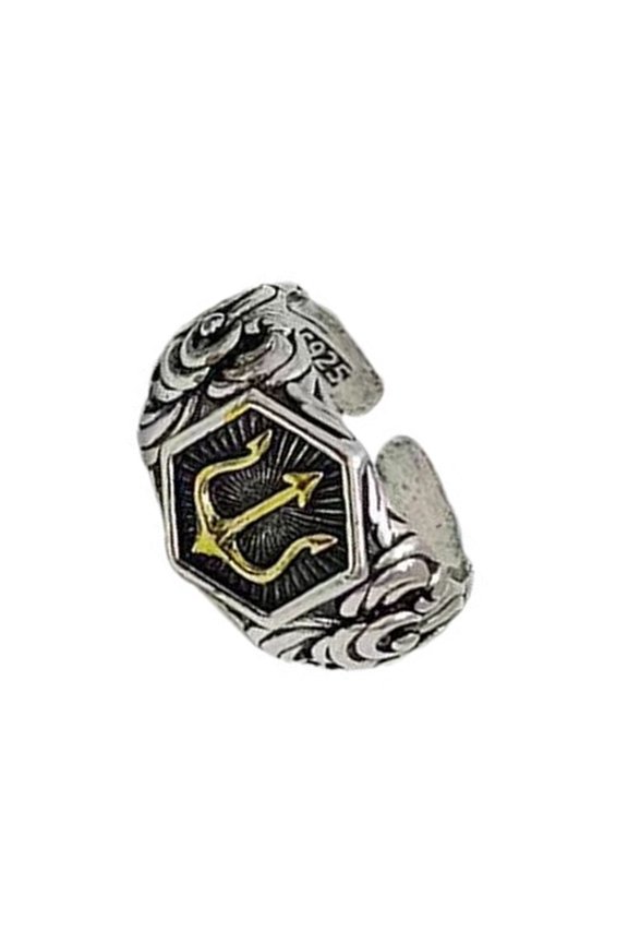 Ancient Sea God Inspired Adjustable Rings Retro Designs Mens Alloy Jewelry