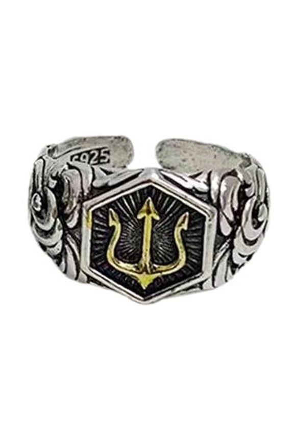 Ancient Sea God Inspired Adjustable Rings Retro Designs Mens Alloy Jewelry