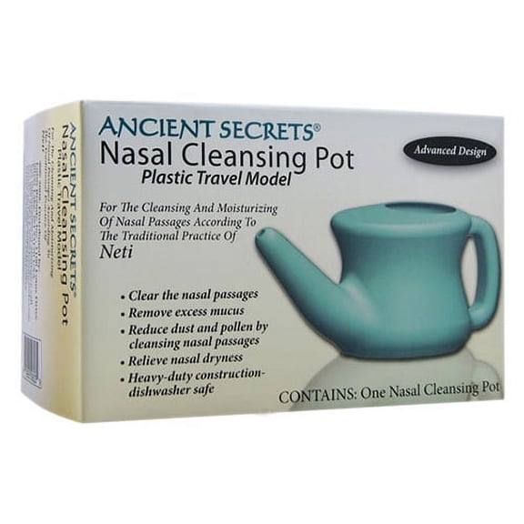 Ancient Secrets Neti Nasal Cleansing Pot Plastic, Travel Model, 1 Unit