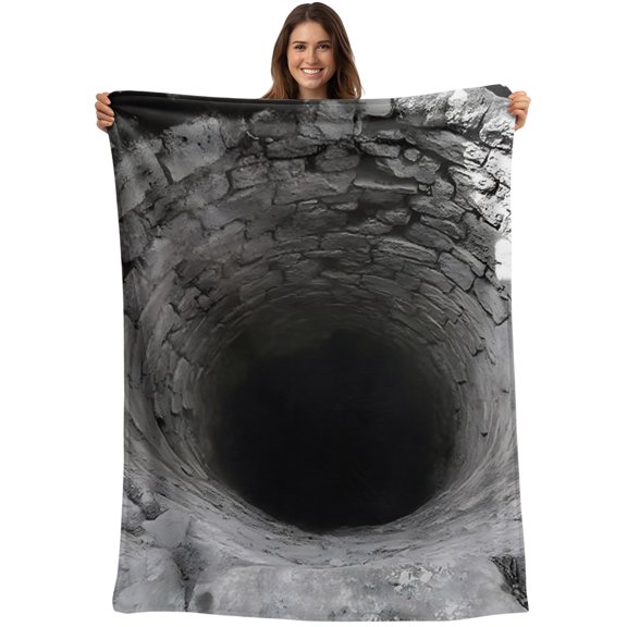 Ancient Stone Well Blanket Soft Cozy Warm Throw Blanket for Couch, Plush Fuzzy Flannel Blankets for Sofa, Deep Realistic Circular Opening Bed Blankets Lightweight Gifts for Women, 30"x40"