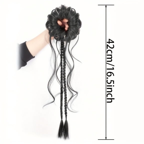 Ancient Style Side Tied Dragon Beard Bun Wig - Cheongsam Costume Hair Accessories, Suitable for New Year and Cultural Events