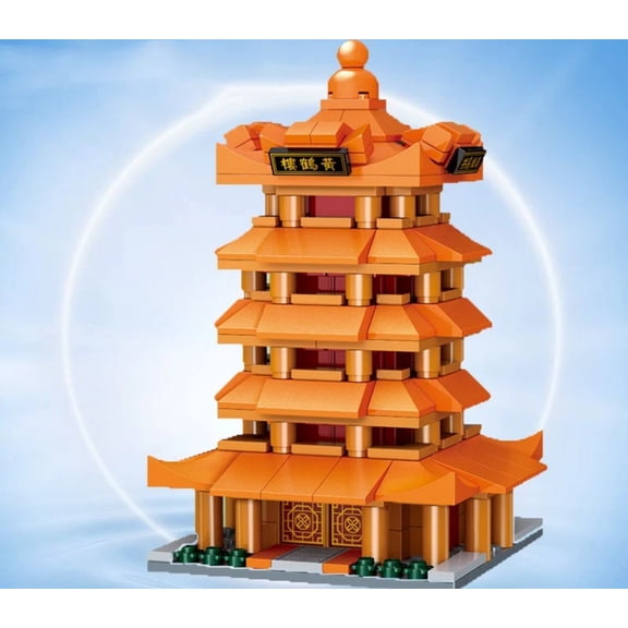 Ancient Style Street View Traditional Architecture Tower Model Building Blocks Toys