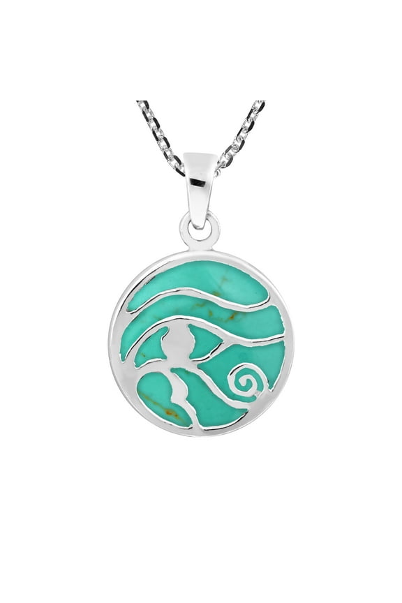 Ancient Symbol Eye of Horus Turquoise Inlay .925 Sterling Silver Necklace
