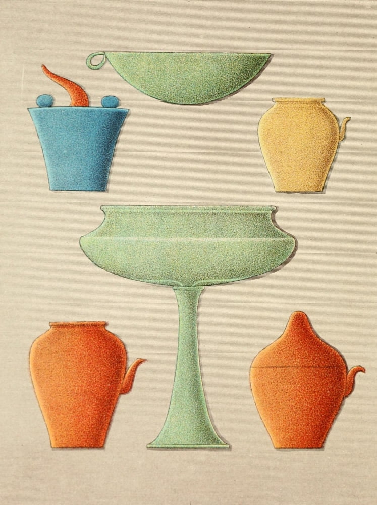 Ancient The History of Egypt 1901 Collection of vases from the Grand Temple Philae Island Canvas Art - (24 x 36)