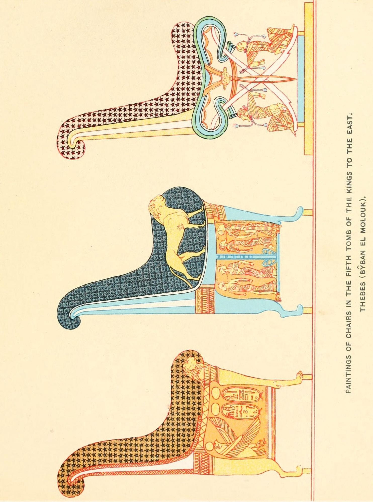 Ancient The History of Egypt 1901 Paintings of chairs from the Fifth Tomb of the Kings Canvas Art - (24 x 36)