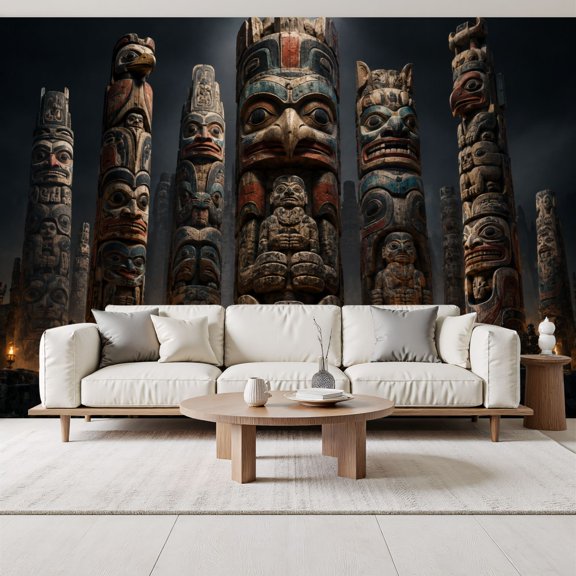 Ancient Totem cultural Wallpaper Mystical Lighting adventure mystical Peel and Stick Wall Murals 69"H x 96"W Removable PVC Wall Paper Self-Adhesive Wall Decor for Bedroom Living Room