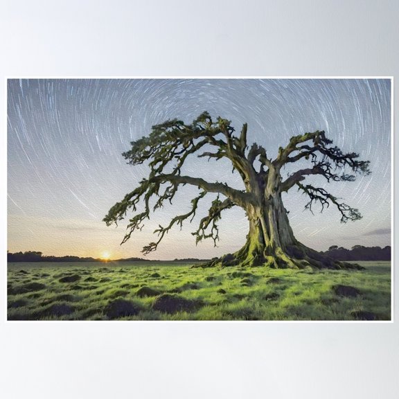 Ancient Tree Longing For The Setting Sun Poster Wall Art, Modern Wall Decor, 24x36 UNFRAMED
