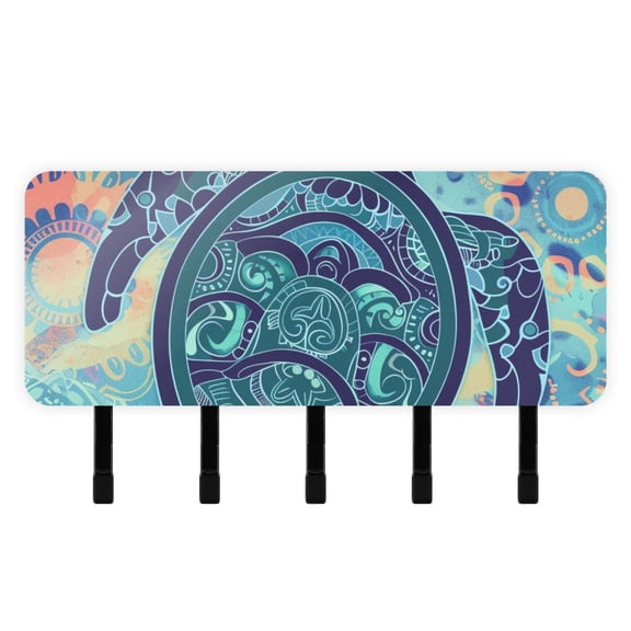 Ancient Turtle Key Holder for Wall Mail Holder Organizer with 5 Key Hooks Wall Mount Key Rack with Shelf