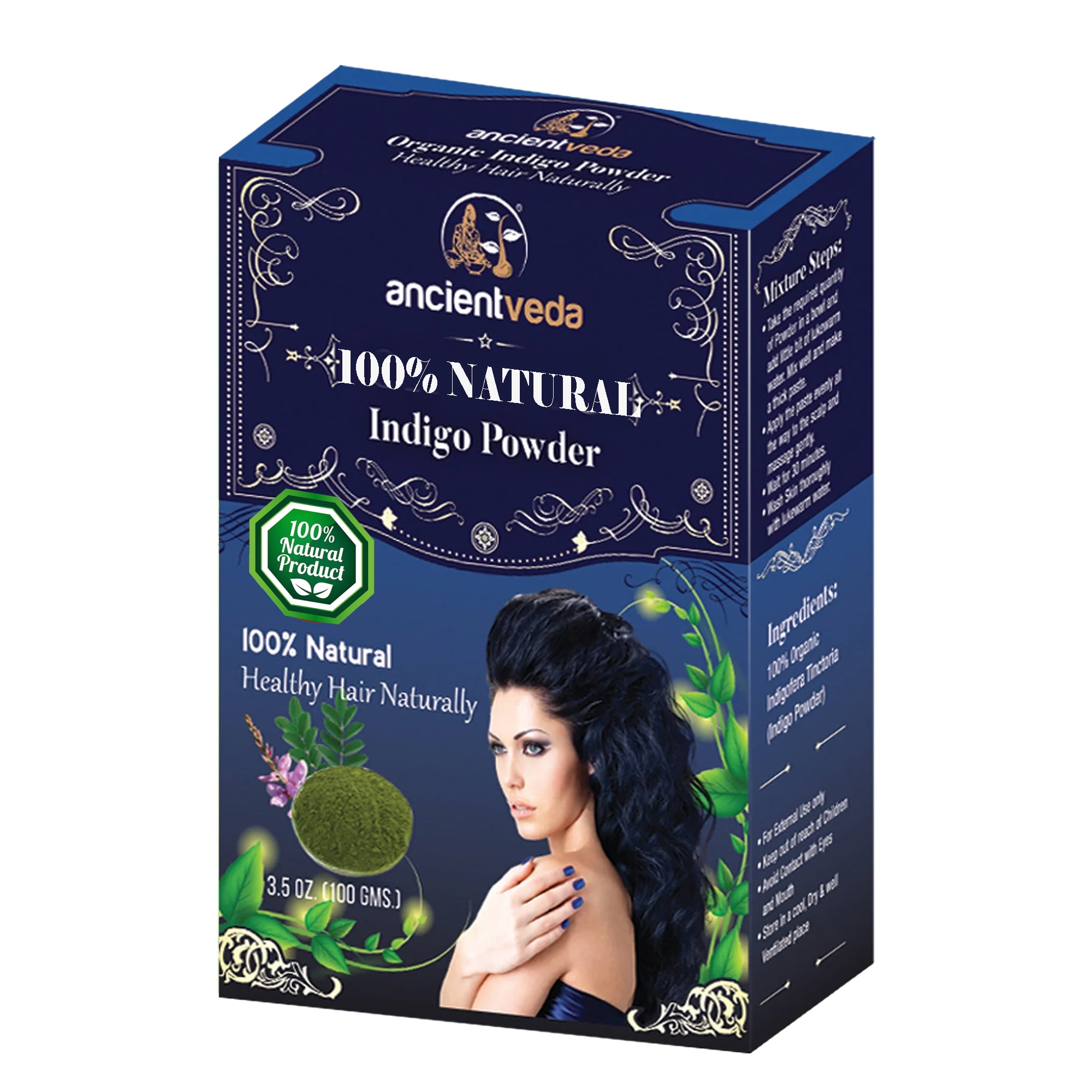 100% Natural Indigo Powder for Hair- 1 KG (2.2 LB) Value Pack - For  coloring hair from brown to black naturally