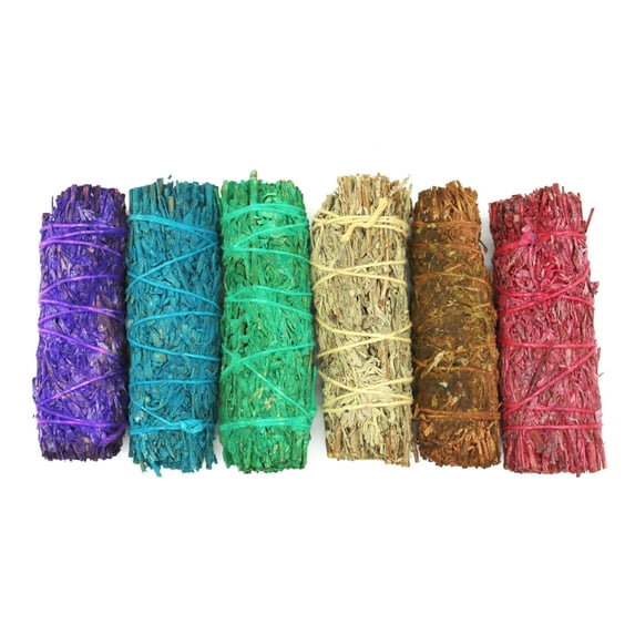 Ancient Veda Assorted Variety 6 Pack Scented and Colored Sage Smudge Sticks