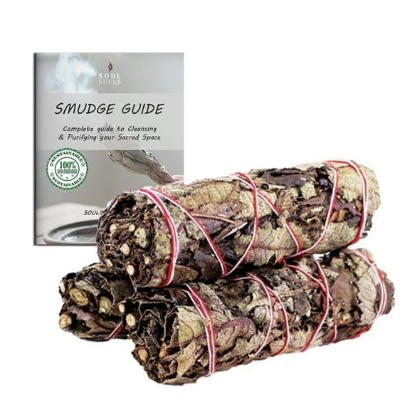 Ancient Veda Black Sage Pack of 3 Bundles & Smudge Guide Mugwort for Smudging and Cleansing
