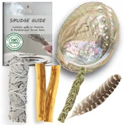 Ancient Veda Sage Smudge Kit | California White Sage, Sweetgrass Sage, Palo Santo Sticks Smudging Kit for Meditation, Yoga, Reiki, Home Cleansing, Aromatherapy Healers Kit, White Sage