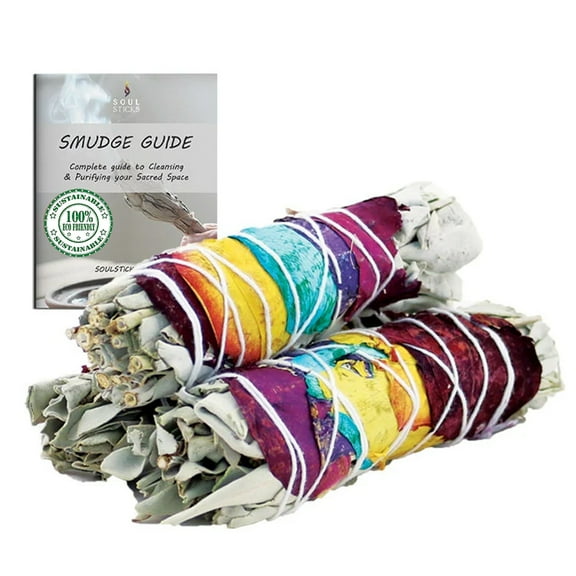 Ancient Veda White Sage with Rose Petals Smudge Sticks & Smudge Guide