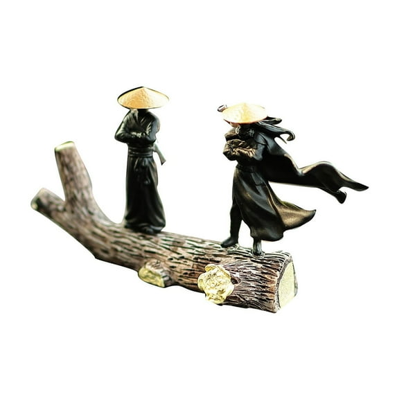 Ancient Warrior Figurine Desk Decor With Cape Cloak And Tree Stump Base Miniature Collectible For Office Shelf Display 2.5Inch