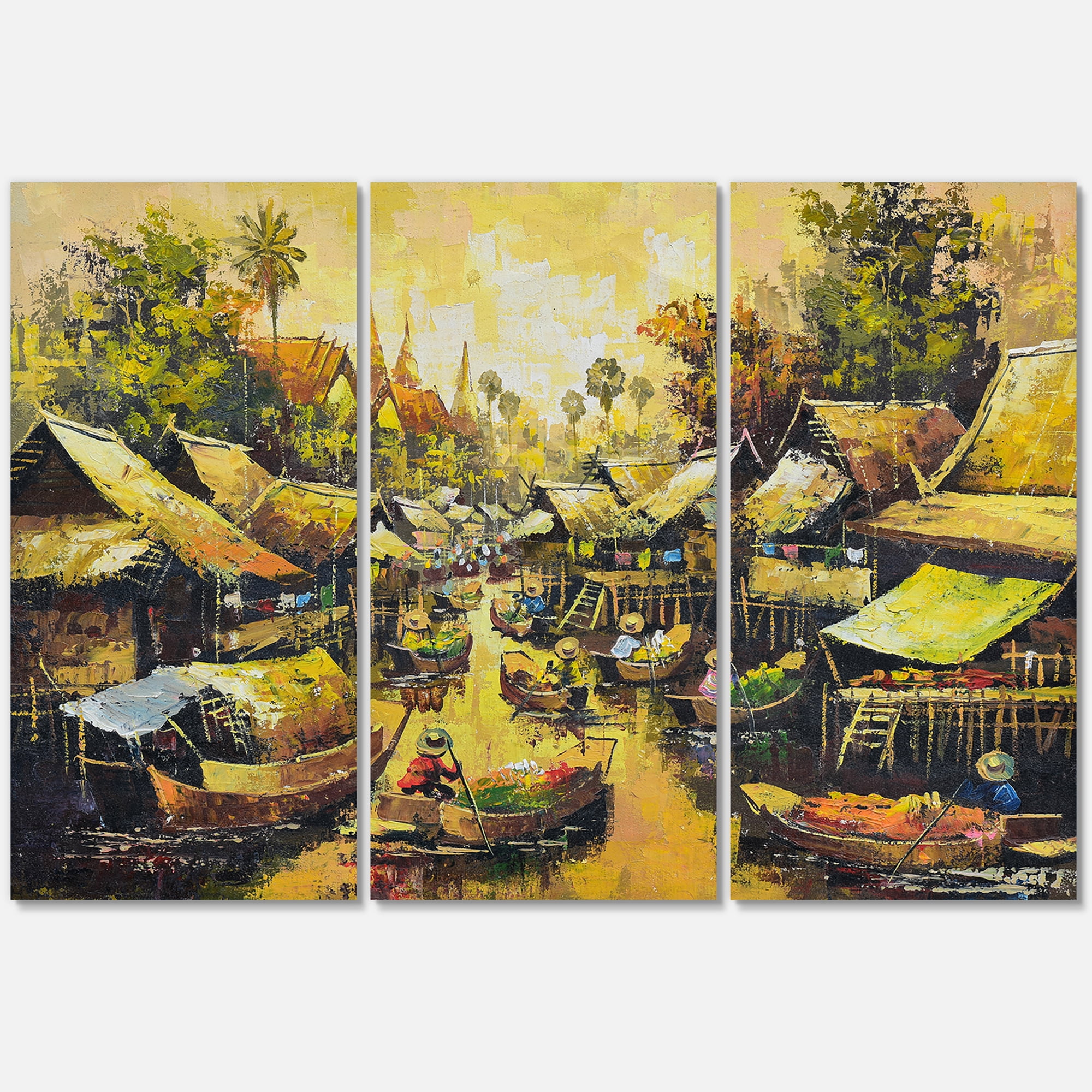 Ancient Waterside Life II 28 in x 36 in Painting Canvas Art Print, by Designart