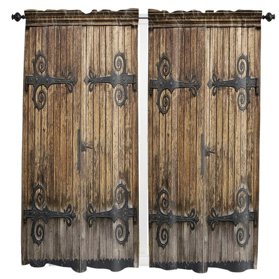 Ancient Wooden Door Curtains For Living Room Bedroom Window Treatment Home Decoration Drapes Kitchen Curtain
