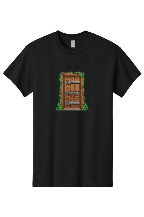 Ancient-Wooden-Door Mens Graphic Tee, 100% Cotton, Casual Summer Wear