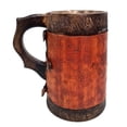 thumbnail image 1 of Handmade Wooden Beer Mug with Leather Wrap Medieval Viking Tankard, Mango Wood Renaissance Drinkware Gift, 1 of 7