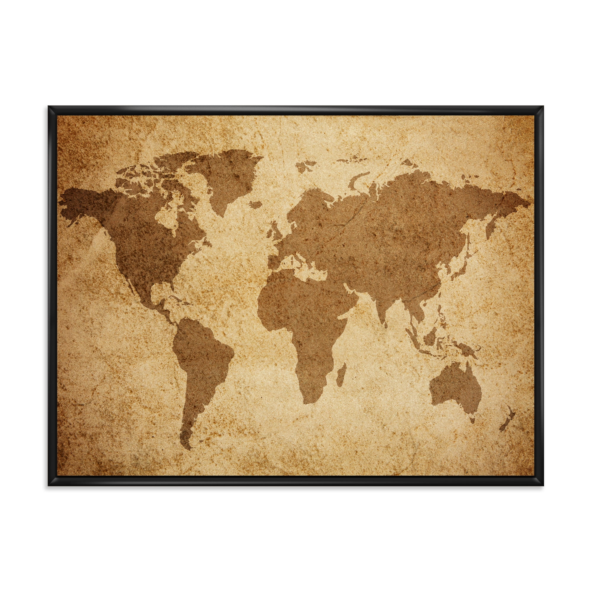Ancient World Map V 32 in x 24 in Framed Painting Canvas Art Print, by Designart