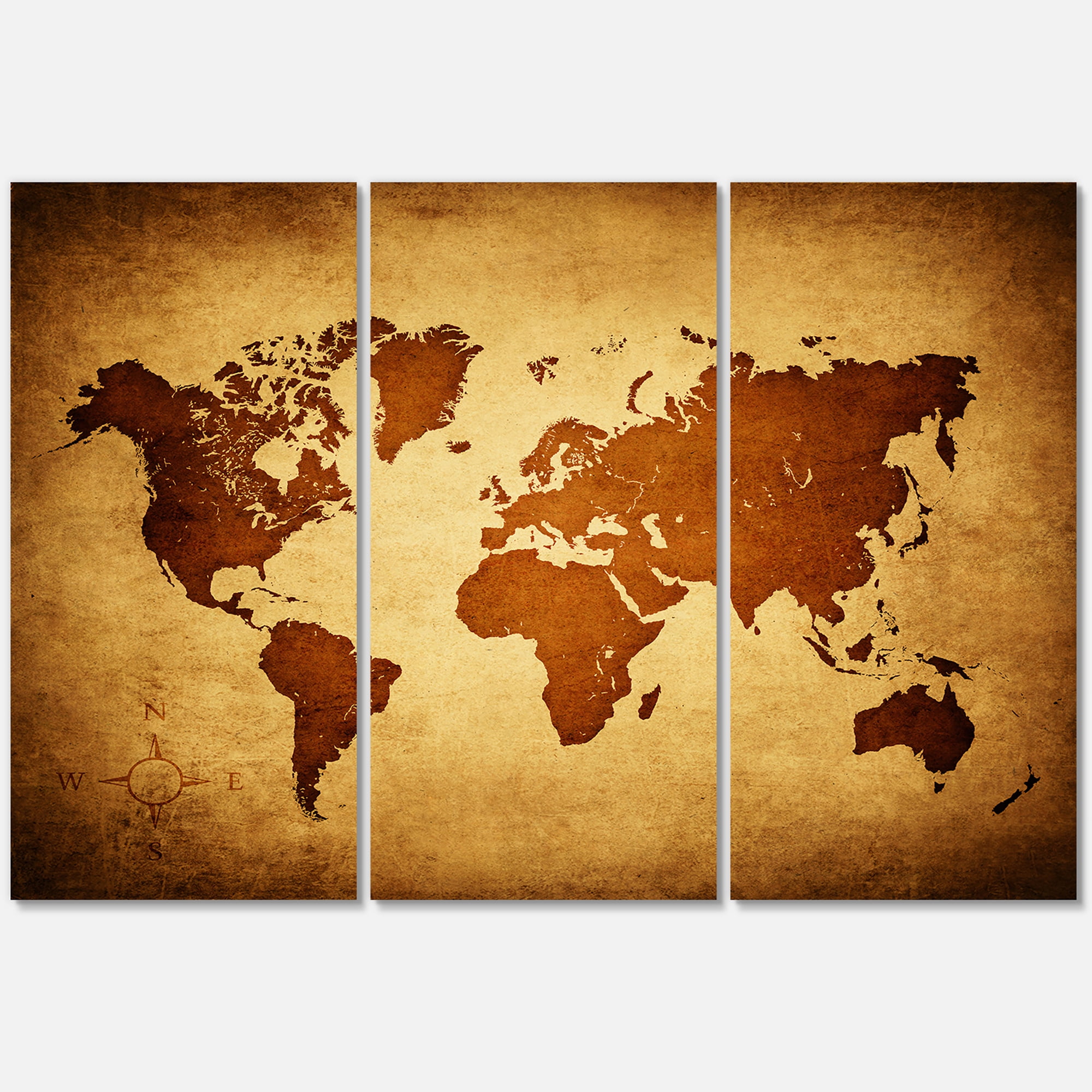 Designart ' Ancient World Map VI ' Vintage Canvas Wall Art Print