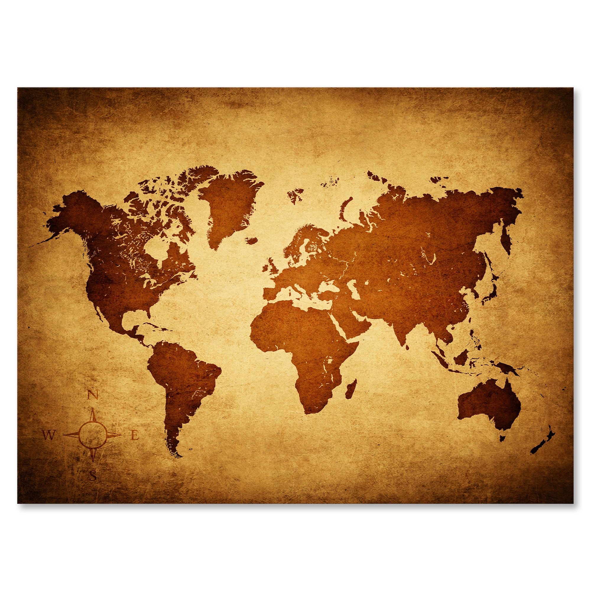 Ancient World Map VI 32 in x 24 in Painting Canvas Art Print, by Designart