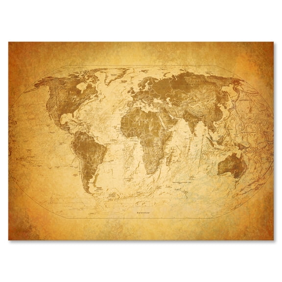 Ancient World Map X 40 in x 30 in Photography Canvas Art Print, by Designart
