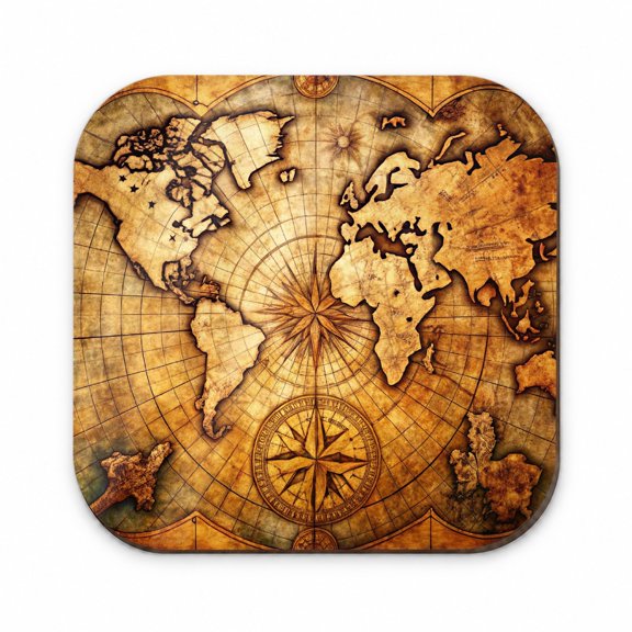 Ancient World Map with Compass Rose Fridge Refrigerator Magnet