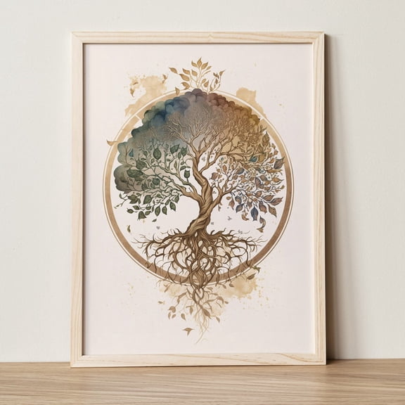 Ancient World Tree of Life Mythology Poster - Spiritual Yoga Wall Art 12x18 UNFRAMDE